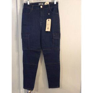 New NWT Denim Blvd Super High Rise Junior Size 11 Stitched Stretch Carpenter